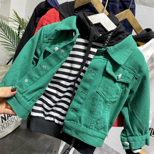 衬衫 童装 时尚 单穿牛仔外衣宝宝穿薄款 上衣黑白红绿 儿童外套春秋季