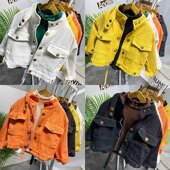 上衣帅气有型夹克配纯色打底衫 立领休闲工装 外套宝宝韩版 儿童秋季