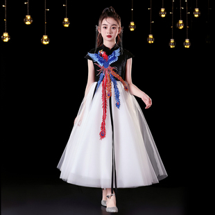 女童新中式礼服演讲朗诵歌唱比赛中国风潮服女孩主持人古筝演出服