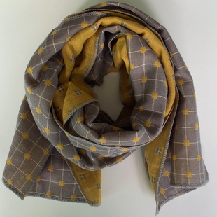 纯棉宝宝围巾春秋季男童纱巾日系长款儿童围巾女童保暖围脖双面冬