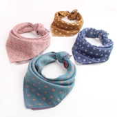 新纯棉宝宝围巾韩版 双面婴幼儿三角巾防风春秋男女儿童方巾领巾冬