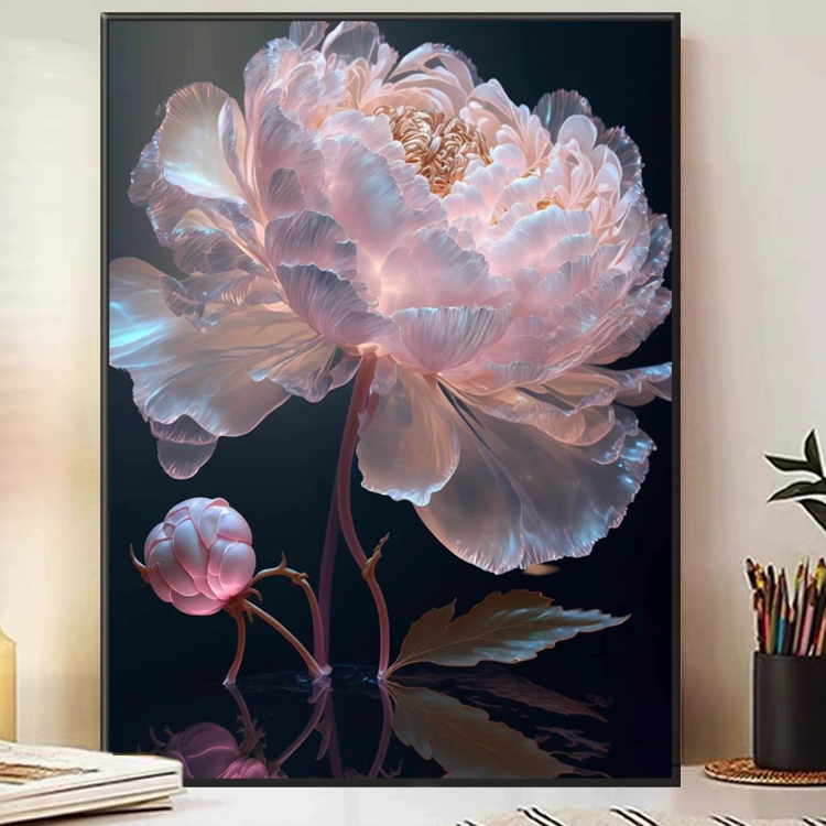 牡丹花5d钻石画满钻简约花卉客厅卧室砖石贴画十字绣2025新款玄关,居家布艺,十字绣套件,淘宝优惠券,粉丝福利购,淘宝优惠卷