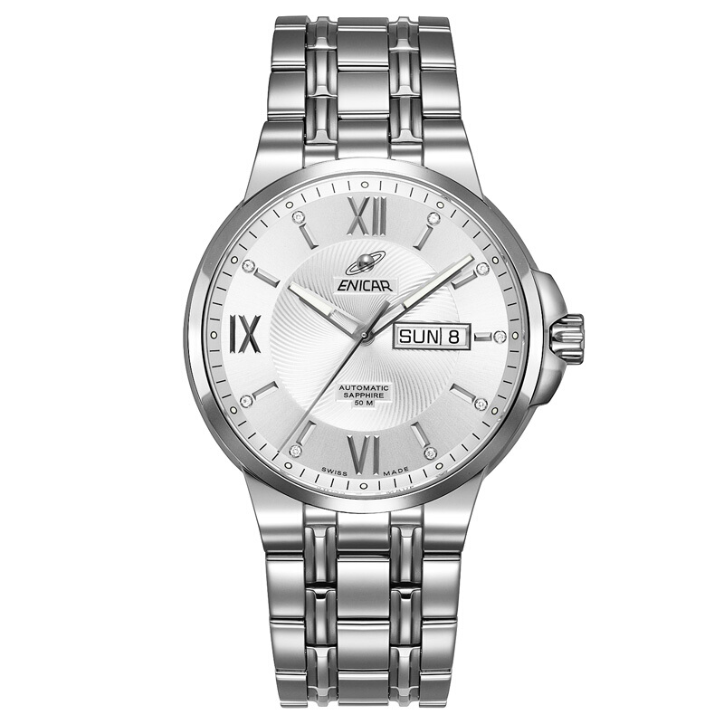 英纳格enicar瑞士英雄双日历钢带