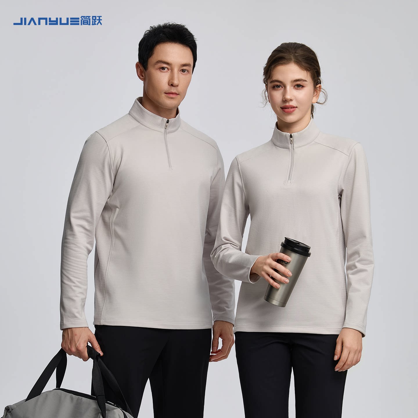半拉链长袖t恤定制工作服polo衫