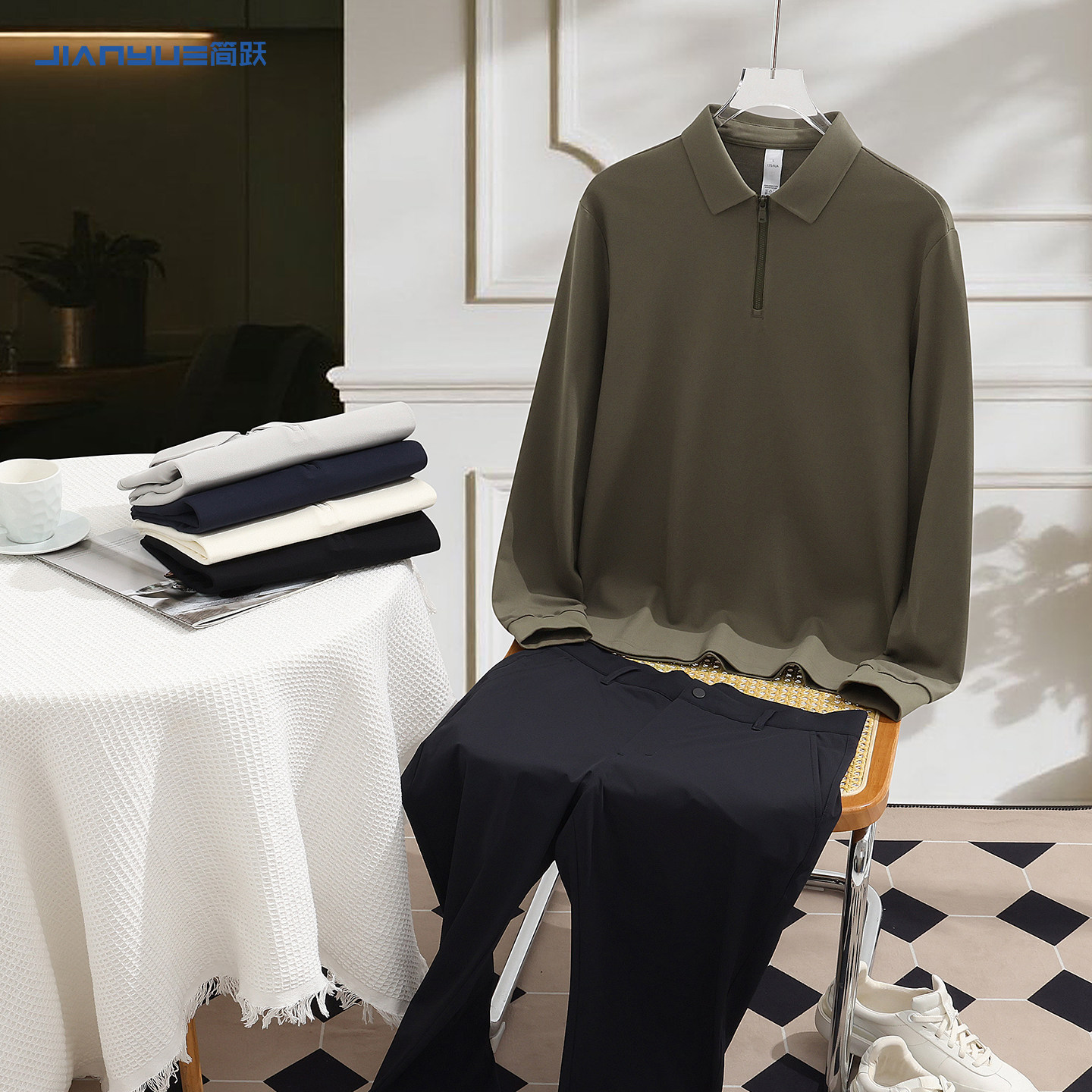 重珠长袖POLO衫定制工作服t恤