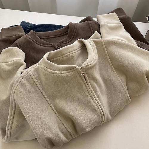 厚实保暖双面澳粒绒卫衣女外套