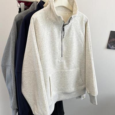 韩系立领半拉链加绒卫衣女冬季