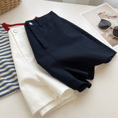 2025夏薄款 高腰白色短裤 女韩版 柠波家 宽松百搭休闲阔腿A字热裤