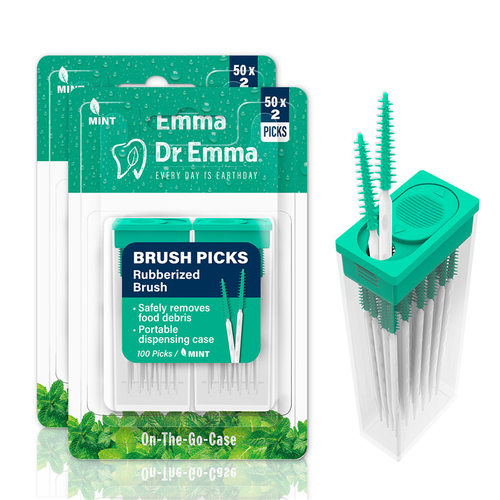 Dr.emma双头牙缝刷薄荷软胶正畸牙间刷软毛清洁牙缝便携50支*2盒