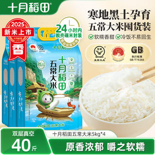 25年新米十月稻田五常大米5kg*4东北大米香粳米优质一等40斤真空