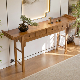 新中式条案供桌入户玄关桌农村别墅供奉桌翘头中堂桌端景台长条桌