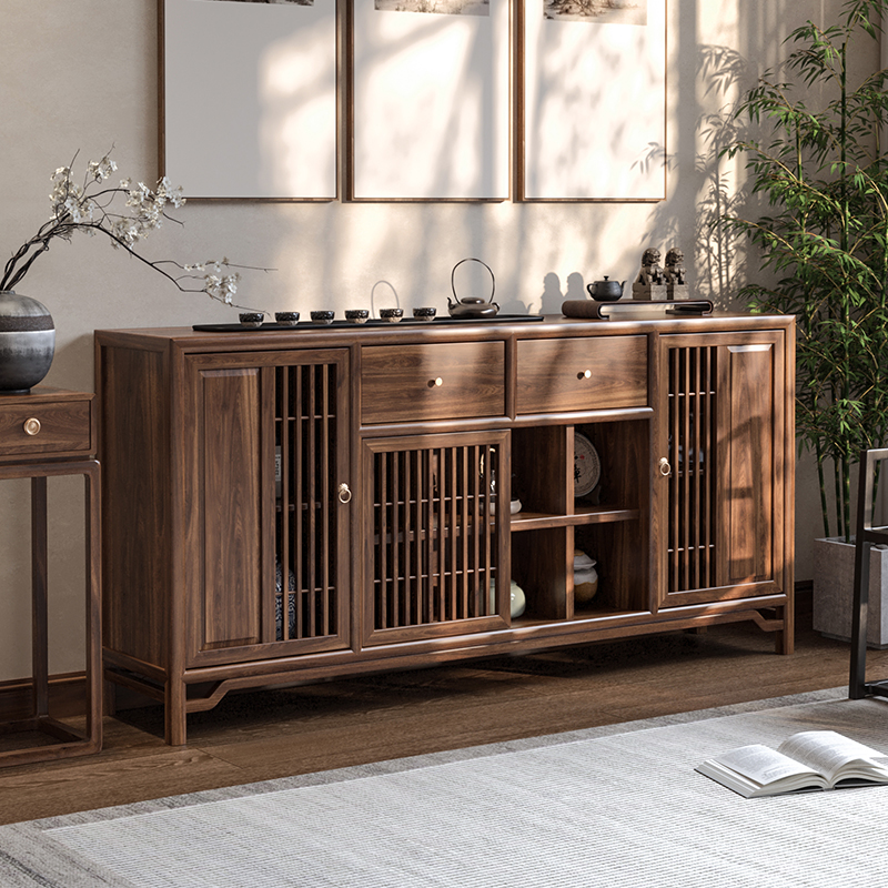 新中式轻奢餐边柜禅意茶室置物柜