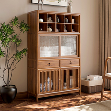 新中式老榆木博古架展示柜实木储物柜多功能置物架茶具摆放架茶柜