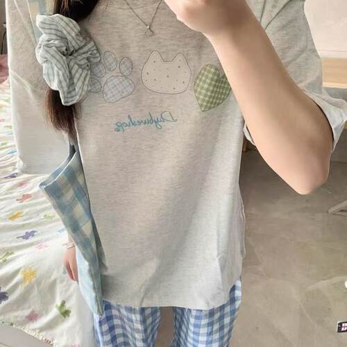女童灰色韩版纯棉t恤短袖中大童
