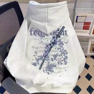 青少年2025新款美式可爱复古中大童加绒连帽卫衣男女童休闲百搭潮