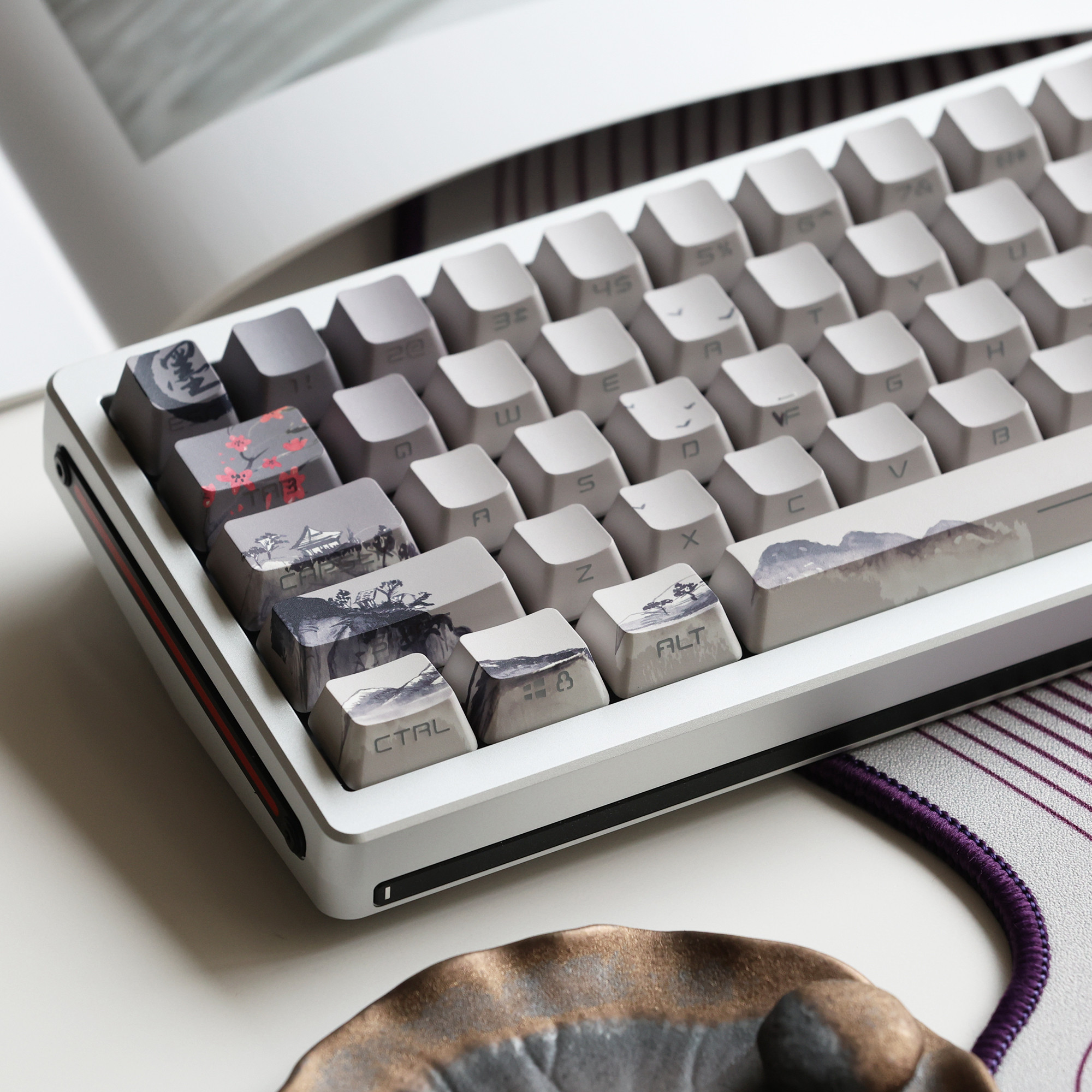 JKDK墨 山水侧刻透光OEM键帽68 75 84 87 98 8.0 wooting机械键盘