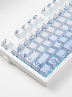 JKDK青花瓷 蓝色侧刻透光 OEM键帽68 75 84 87 104 8.0机械键盘