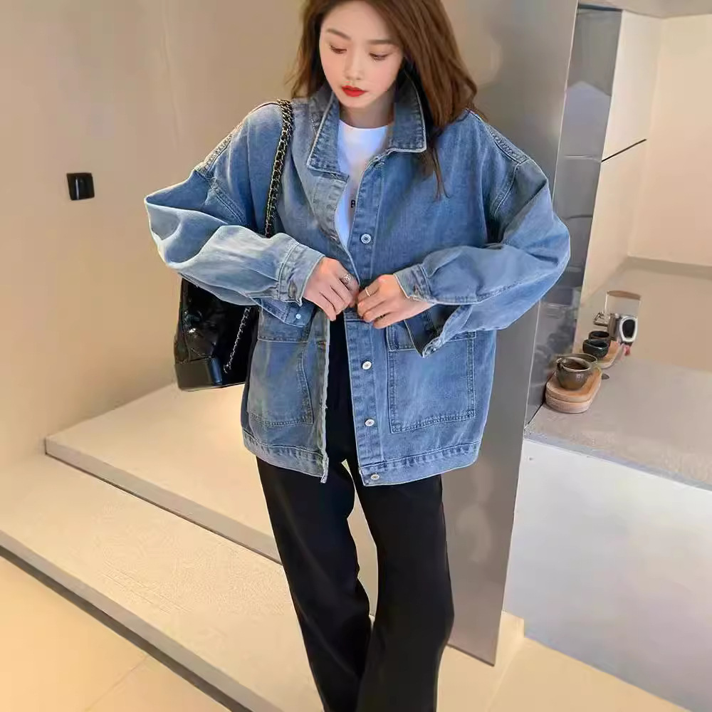 宽松韩版BF长袖牛仔外套女2025年秋冬季新款黑色百搭夹克上衣休闲