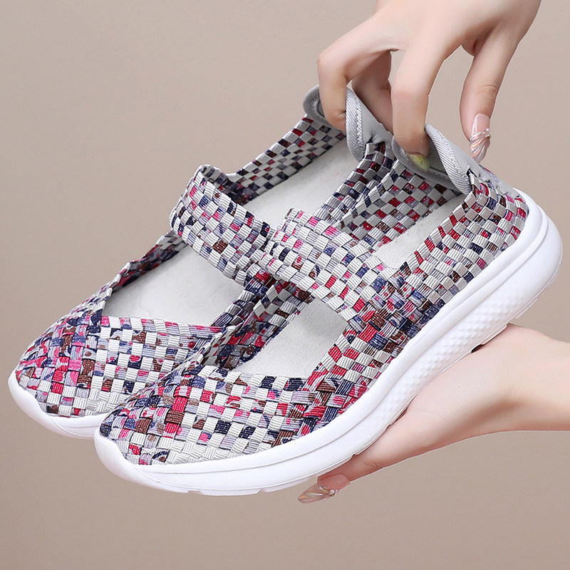 春季中老年人手工编织鞋老北京布鞋浅口老人鞋妈妈鞋女鞋广场舞鞋