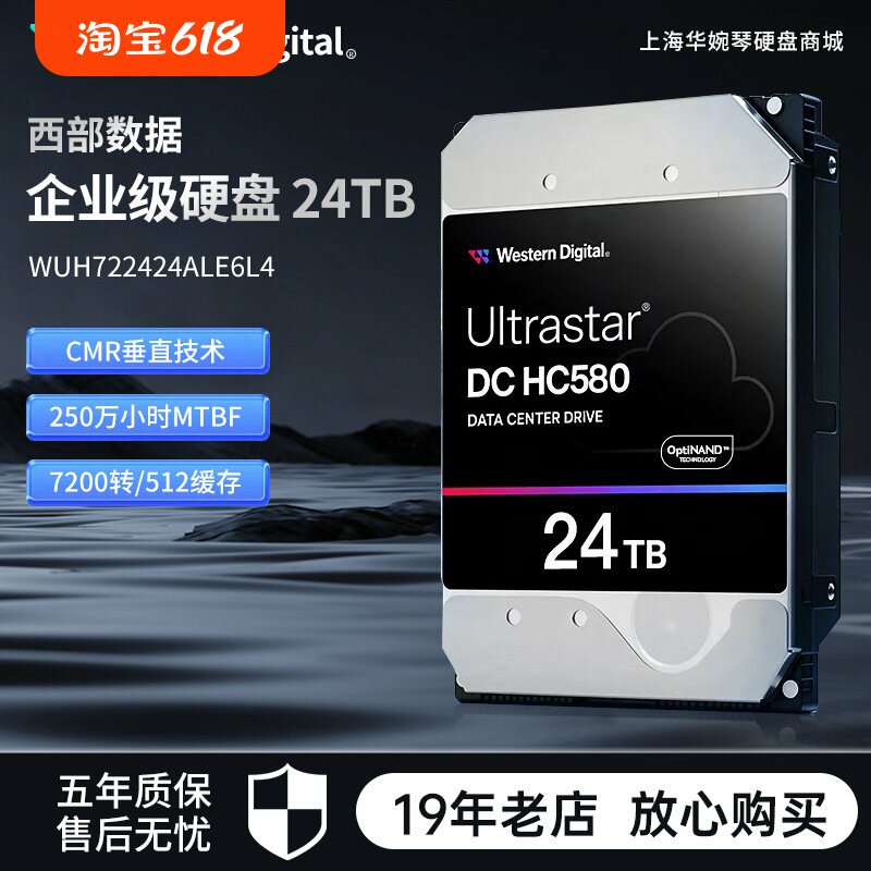 WD/西数 HC580 WUH722424ALE6L4 24TB 3.5寸服务器企业级硬盘24tb
