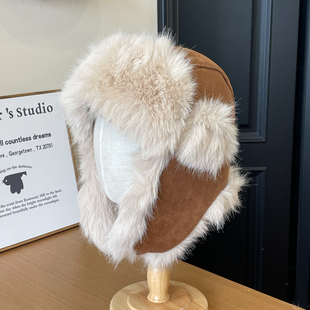 保暖防寒雷锋帽子男女护耳冬季仿狐狸毛东北户外狗皮超厚棉帽子潮