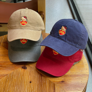 明星款刺绣kiity猫棒球帽女情侣春秋夏出游显脸小大红色鸭舌帽男
