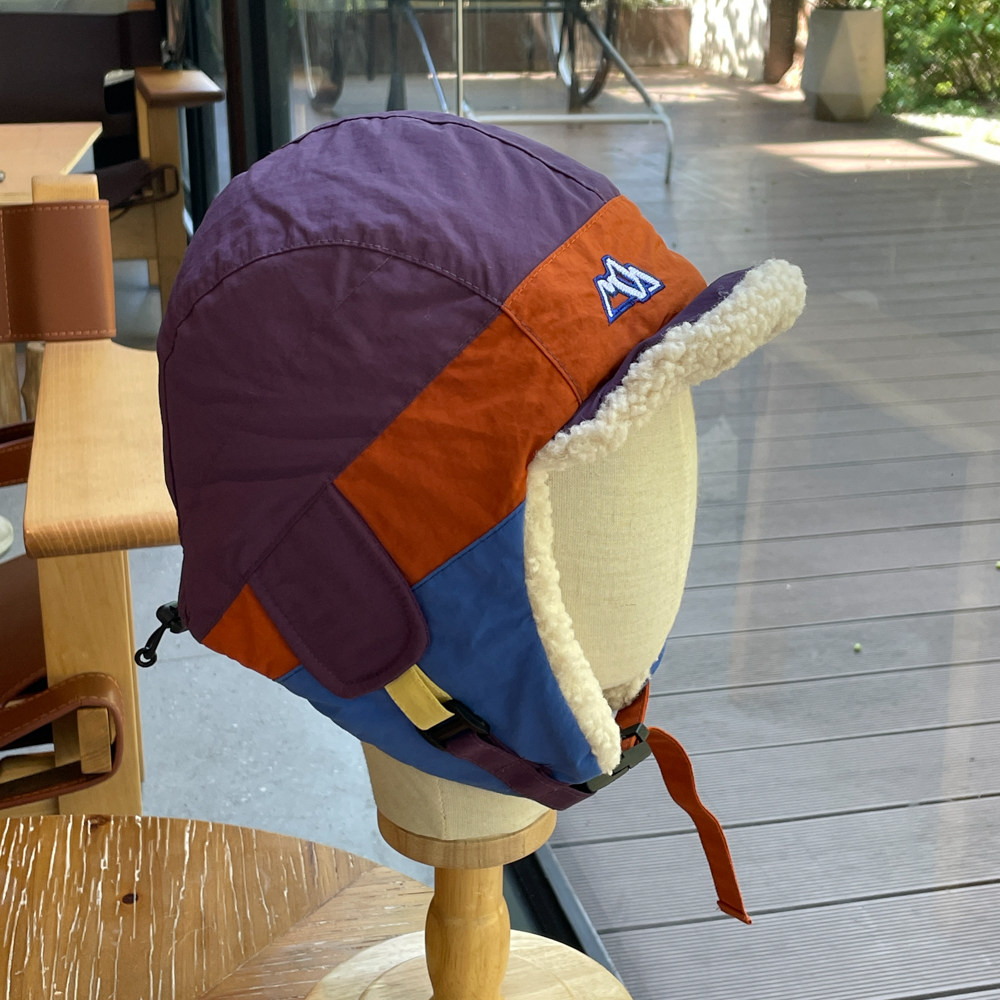 户外拼色羊羔绒护耳雷锋帽男女