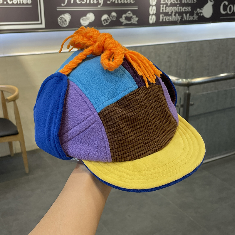 摇粒绒雷锋帽休闲男女秋冬拼色