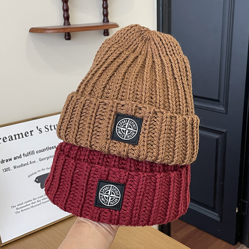 情侣款弹性粗毛线针织帽女秋冬新款日系保暖缝标纯色嘻哈街舞帽男