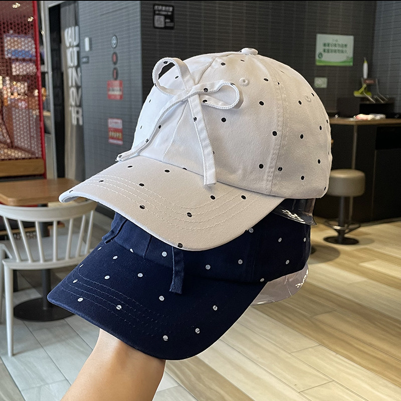 棒球帽女四季款波点蝴蝶结