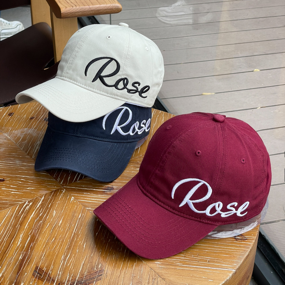 侧面Rose字母刺绣棒球帽子男女