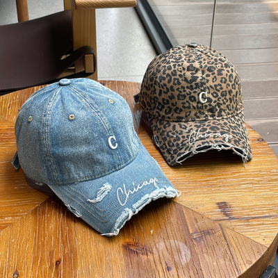 c字母刺绣断檐棒球帽女水洗