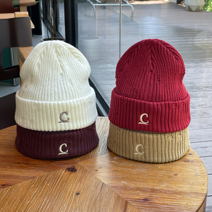 破洞做旧针织毛线帽子女2025秋冬季新款保暖大头登山滑雪冷帽男女