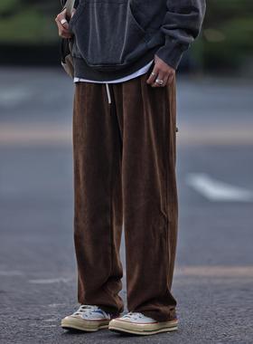 Nobodyknows纯色复古加绒直筒休闲裤男潮牌加厚保暖宽松垂感卫裤