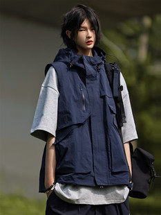 外套街头潮牌机能口袋连帽防水无袖 工装 马甲 四季 Nobodyknows新款