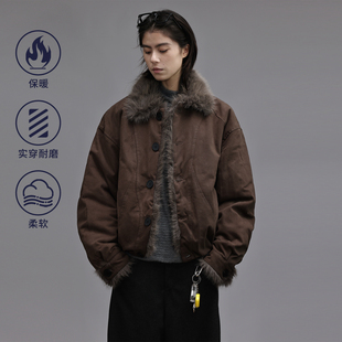 夹克 棉衣时尚 Nobodyknows美式 毛领座山雕棉服高级感痞帅短宽冬季