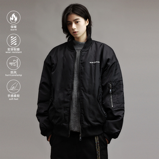 Nobodyknows美式 街头潮流棒球领MA1飞行夹克棉服字母刺绣夹棉外套