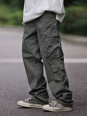 日系基础长裤多口袋工装裤