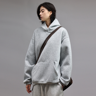 Nobodyknows日系春秋基础420g短款 Boxy连帽Cleanfit情侣套头卫衣