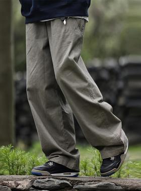 Nobodyknows美式复古简约百搭水洗做旧直筒裤宽松男女工装休闲裤