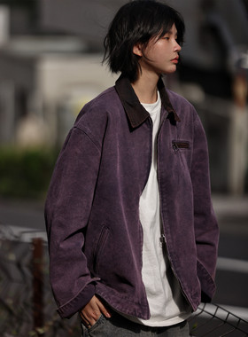 Nobodyknows美式春秋底特律复古自制帆布水洗做旧夹克工装潮外套