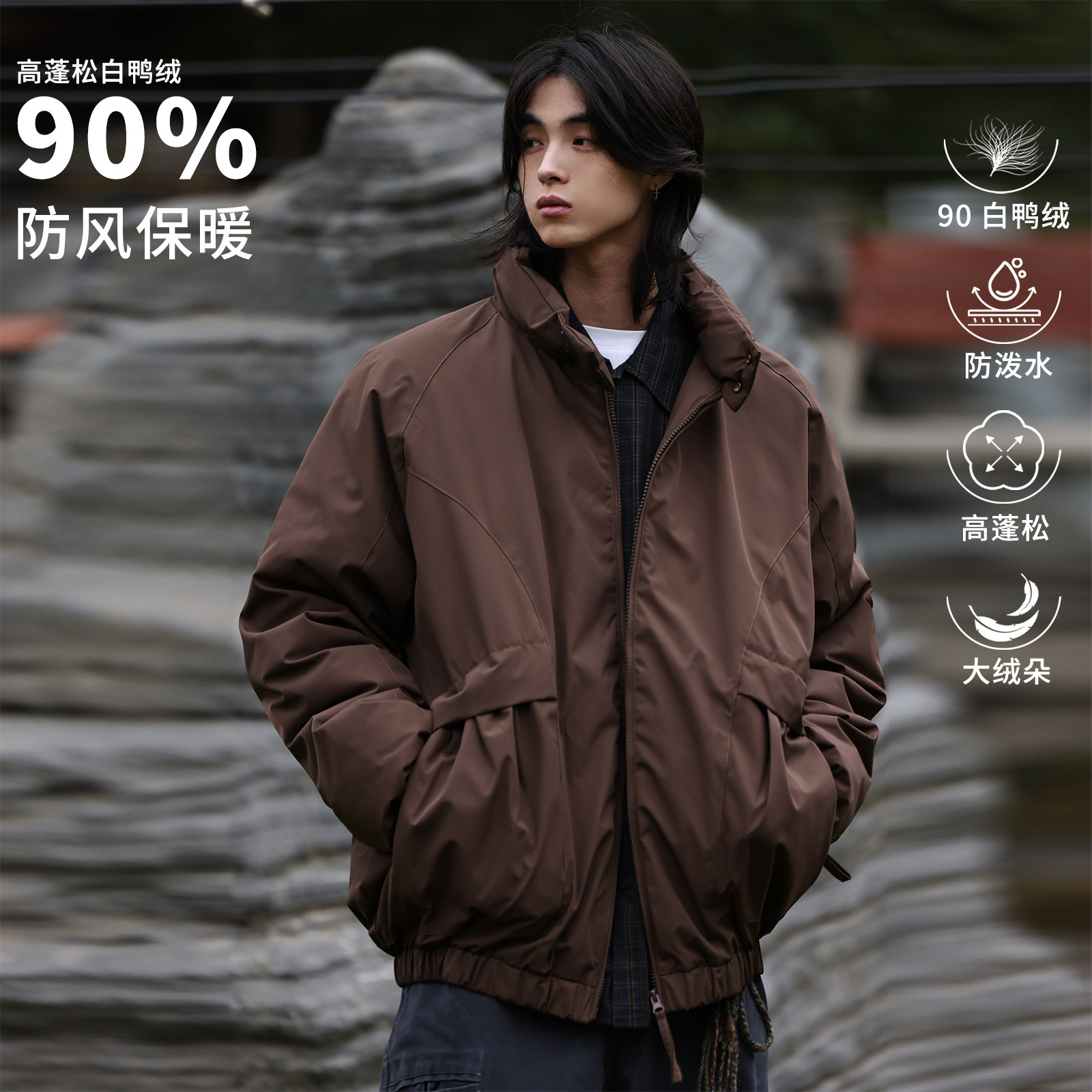 Nobodyknows冬季户外立领羽绒服大口袋90白鸭绒防风保暖男女外套,男装,羽绒服,淘宝优惠券,粉丝福利购,淘宝优惠卷