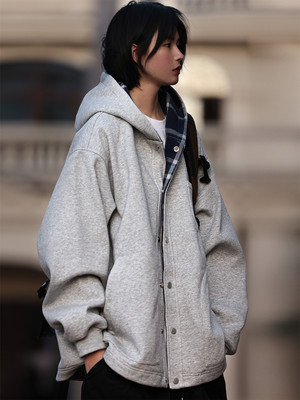 日系复古开衫外套休闲连帽卫衣