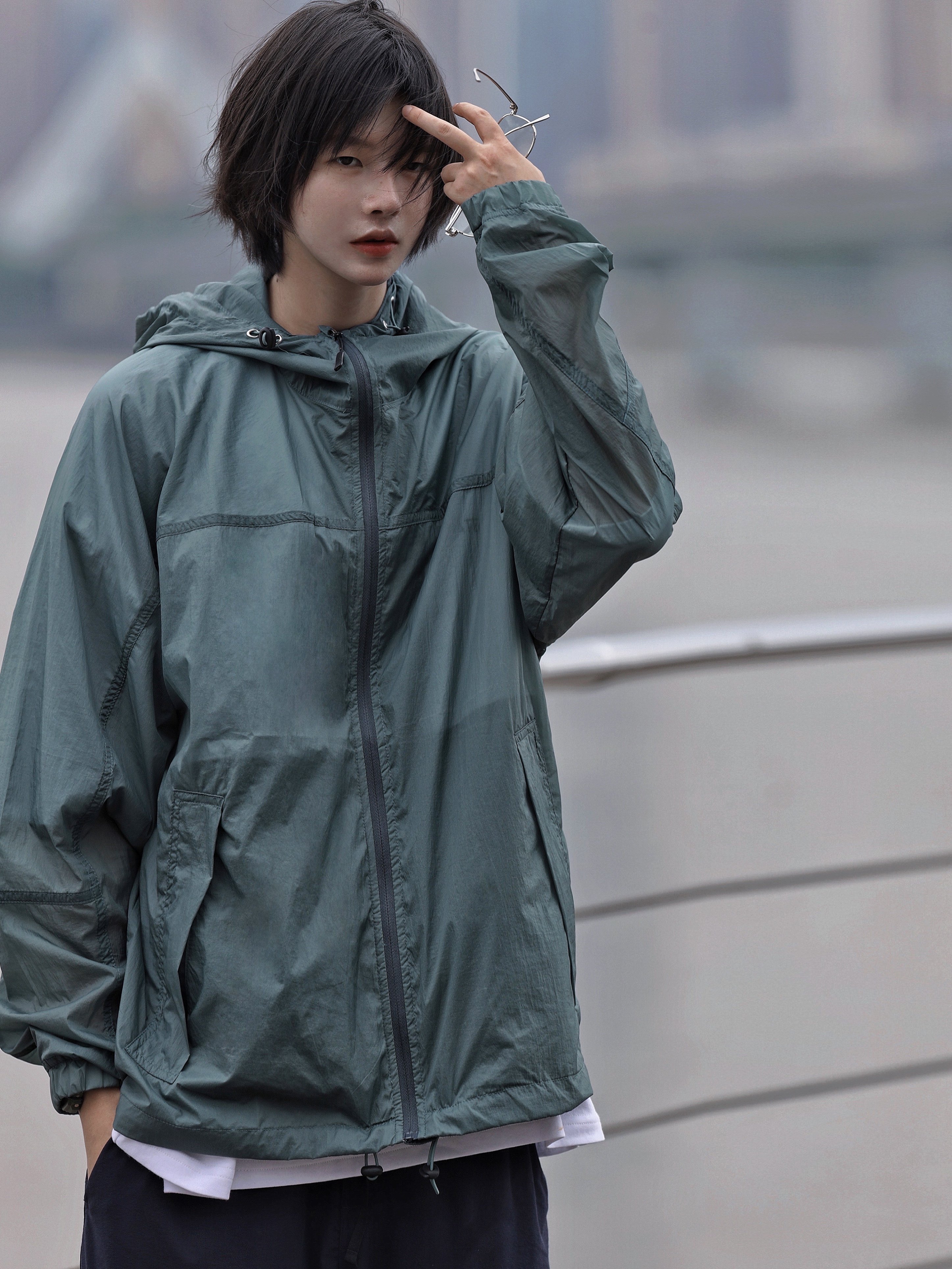 아무도 모른다 남성용 여름 자외선 차단 의류 UPF50 + 일본식 작업복 여성용 유행 자외선 방지 피부 의류