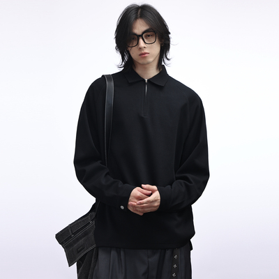 美式复古半拉链卫衣男装polo衫