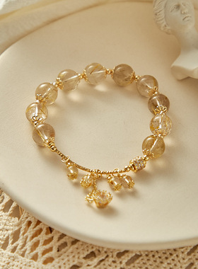 黄水晶金发晶ins水晶手链