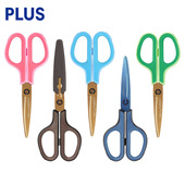 PLUS 镀层剪刀 175STN手工剪弧形花边剪胶带防粘3D款 普乐士