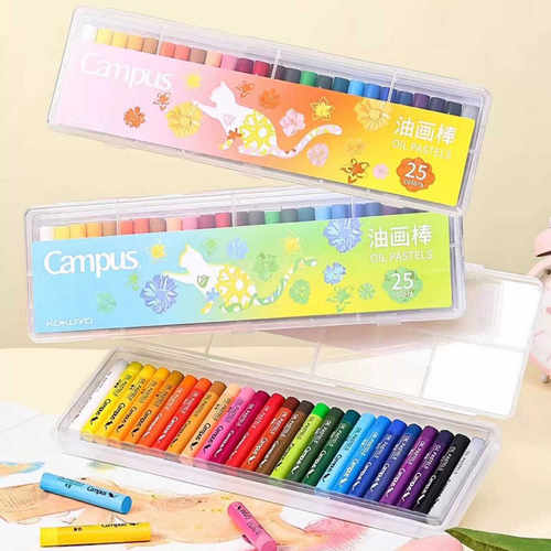 国誉25色儿童蜡笔油画棒不易脏手