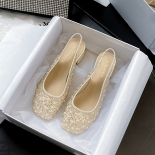 仙女高跟鞋粗跟法式包头凉鞋女2026新款外穿早春漂亮单鞋大码女鞋