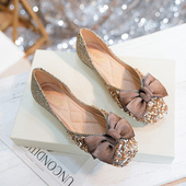 大码 气质浅口单鞋 43夏季 鞋 瓢鞋 晚晚鞋 女2025年新款 法式 平底鞋